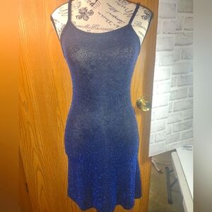 S/M Stretchy Elegant Blue Sleeveless Dress